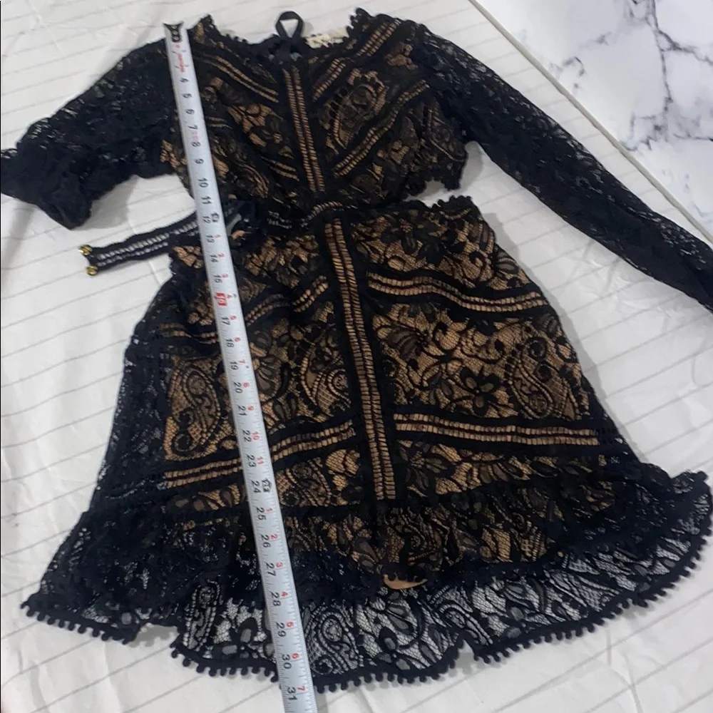 For Love And Lemons Black Lace Dress SizeSmall, Open Back, Long Sleeve Dress - Picture 16 of 16
